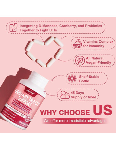 Suplemento Urinario ZEBORA para Mujeres - 90 Cápsulas Probioticos