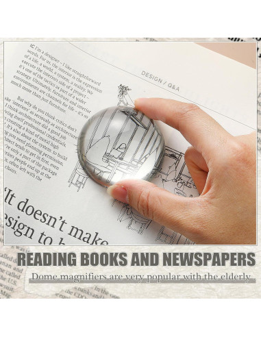 Set de 6 Sujetapapeles de Cristal Lupa Briwooody 5 cm