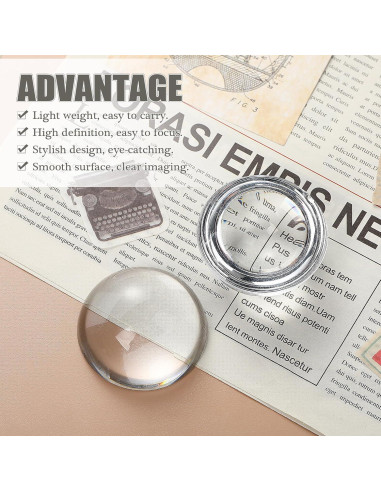 Set de 6 Sujetapapeles de Cristal Lupa Briwooody 5 cm