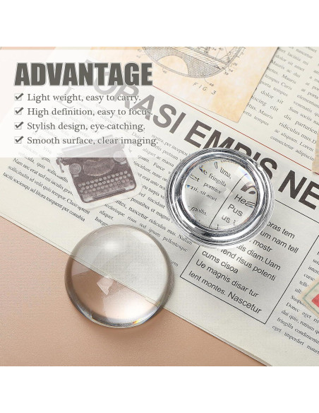 Set de 6 Sujetapapeles de Cristal Lupa Briwooody 5 cm