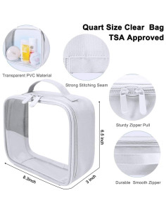 Bolsa de Aseo Transparente ANRUI Aprobada por TSA 21x7.6x16.5 cm 2