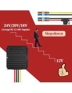 Convertidor DC-DC 24V a 12V 10A THLY Impermeable 2
