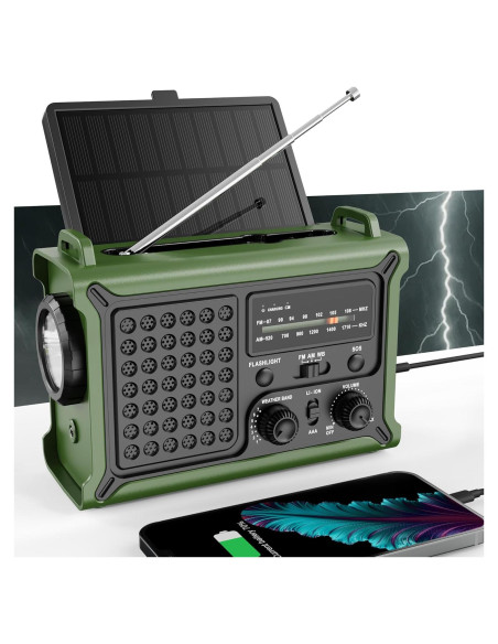 Radio Meteorológica de Emergencia OnLyee CR1030 Solar y Manivela