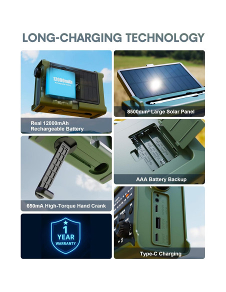 Radio Meteorológica de Emergencia OnLyee CR1030 Solar y Manivela