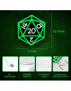 Letrero LED Neón D20 DOCRAGI para Decoración de Juegos 32.3x27.9 cm 2