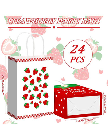 Bolsas de Fiesta de Fresa Outus - 24 Pcs 21x15x8 cm