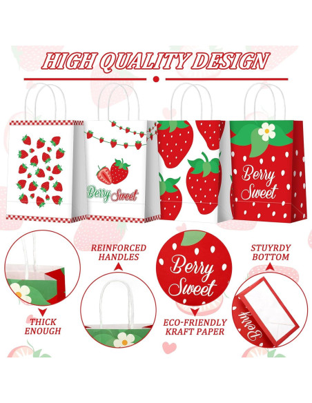 Bolsas de Fiesta de Fresa Outus - 24 Pcs 21x15x8 cm