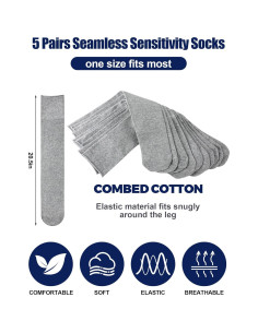 Calcetines Sin Costuras Shihanee 5 Pares XL Gris para Caminar 2