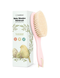 Cepillo de Cabello de Madera KeaBabies Rosa para Bebé