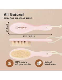 Cepillo de Cabello de Madera KeaBabies Rosa para Bebé 2
