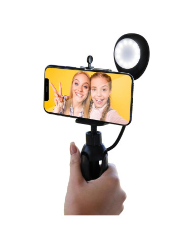 Montaje de Selfie LED Xtreme 2 en 1 con Trípode y 3 Niveles de Iluminación