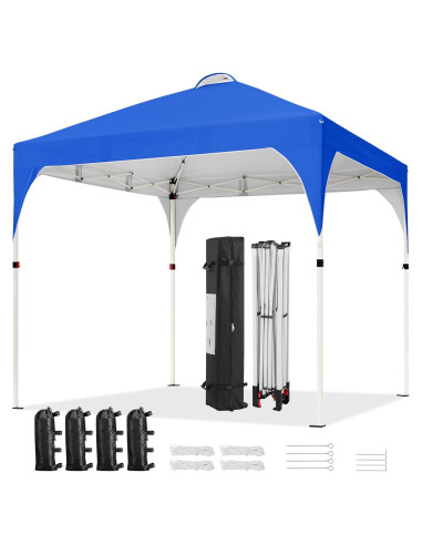 Carpa Plegable Yaheetech 6.6x6.6m Azul con Ventilación