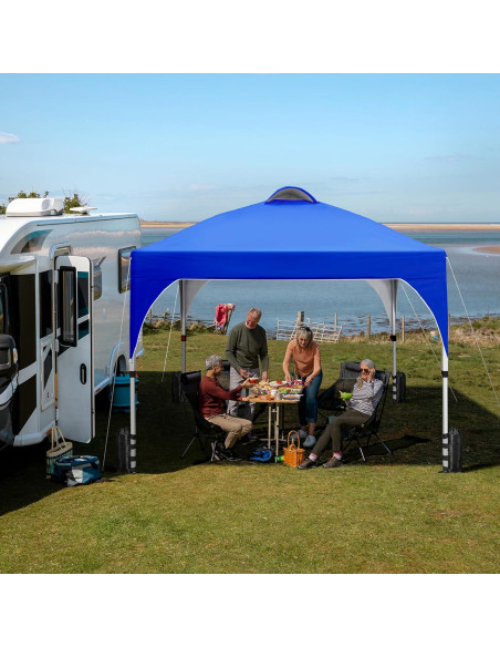 Carpa Plegable Yaheetech 6.6x6.6m Azul con Ventilación