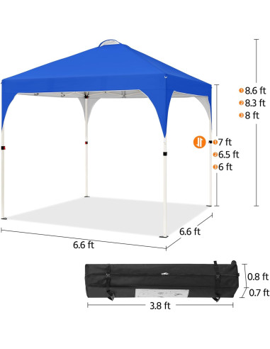 Carpa Plegable Yaheetech 6.6x6.6m Azul con Ventilación