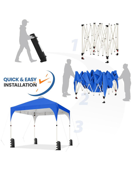 Carpa Plegable Yaheetech 6.6x6.6m Azul con Ventilación