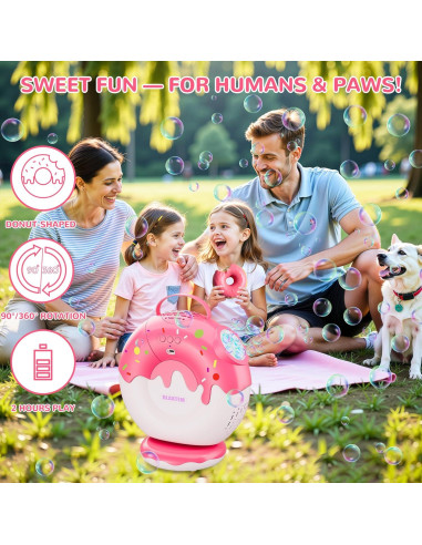 Máquina de Burbujas Recargable BLAXTEM Rosa 500ml con Luz y Música