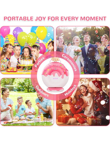 Máquina de Burbujas Recargable BLAXTEM Rosa 500ml con Luz y Música