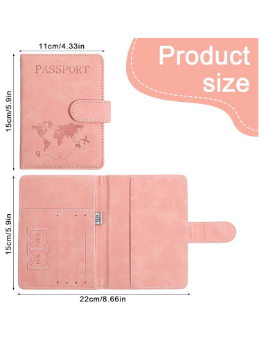 Funda para Pasaporte Rosa Eoehro con Bloqueo RFID 15x11.8 cm