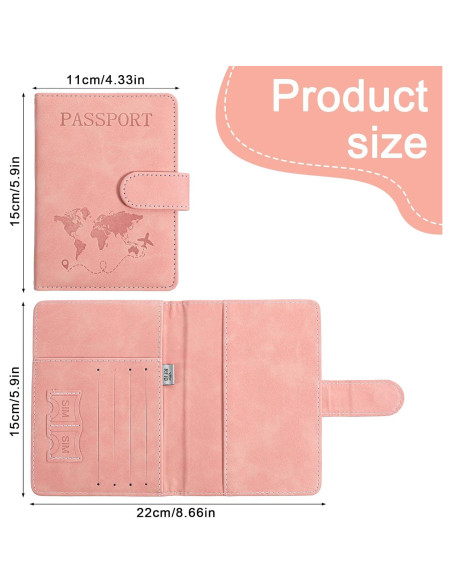 Funda para Pasaporte Rosa Eoehro con Bloqueo RFID 15x11.8 cm