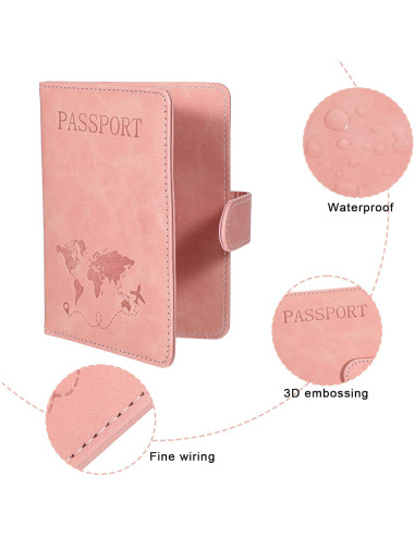 Funda para Pasaporte Rosa Eoehro con Bloqueo RFID 15x11.8 cm