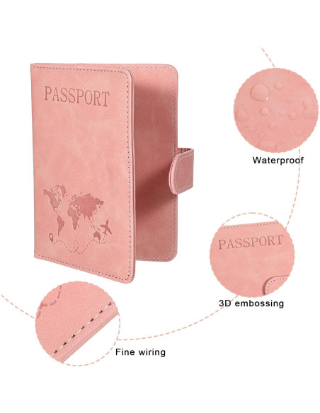 Funda para Pasaporte Rosa Eoehro con Bloqueo RFID 15x11.8 cm