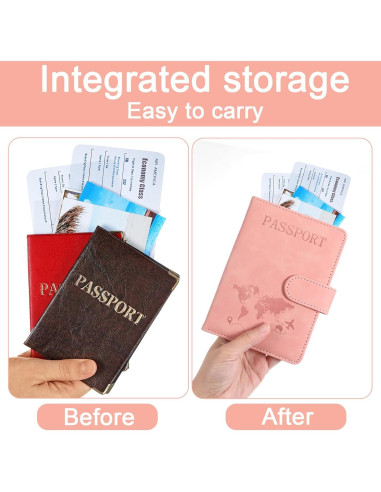 Funda para Pasaporte Rosa Eoehro con Bloqueo RFID 15x11.8 cm