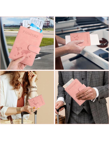 Funda para Pasaporte Rosa Eoehro con Bloqueo RFID 15x11.8 cm