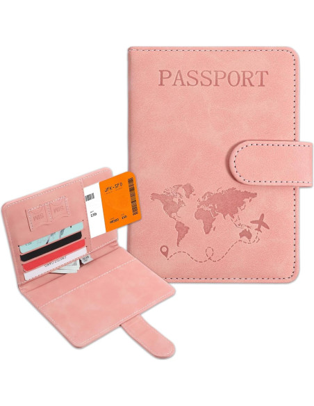 Funda para Pasaporte Rosa Eoehro con Bloqueo RFID 15x11.8 cm