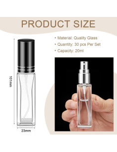 30 Botellas de Perfume de Vidrio Reutilizables 20 ml Domensi 2