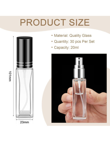 30 Botellas de Perfume de Vidrio Reutilizables 20 ml Domensi