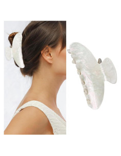 Pinza de cabello mediana AIUPUOC blanca para cabello fino