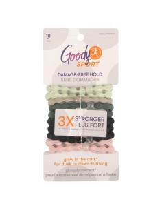 Gomas de Pelo Elásticas Goody Sport Forever - 10 Unidades, Brillan en la Oscuridad, 3X Más Fuertes