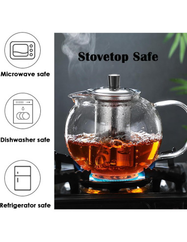 Tetera de vidrio TMOST 950ML con infusor y tapa