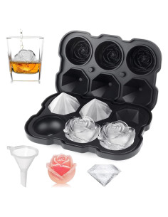 Bandeja de Hielo Mikiwon Rosa y Diamante 6 Cavidades Silicona