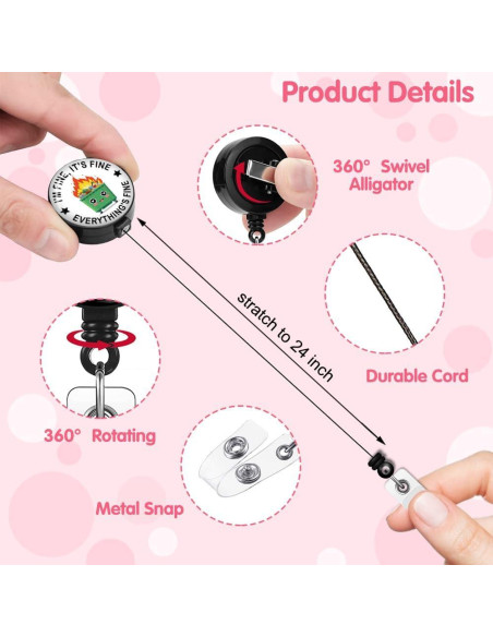 Carrete Retráctil de Insignia RZHV 8.4x3.2cm Clip Cocodrilo