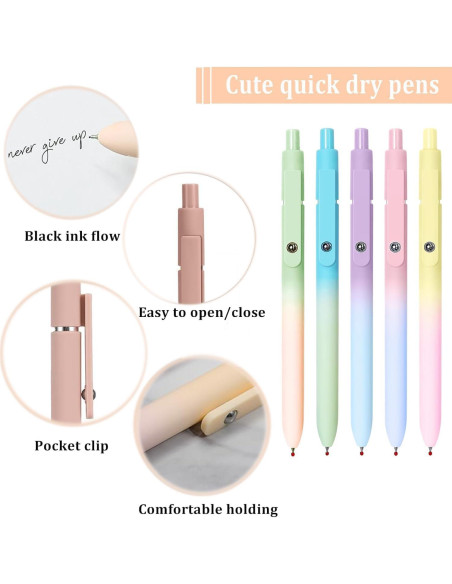 5 Bolígrafos de Gel Retráctiles Gexinsely Tinta Negra 0.7mm