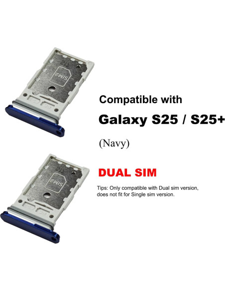 Bandeja Doble SIM para Galaxy S25/S25 Plus - 2 Pcs Azul Marino