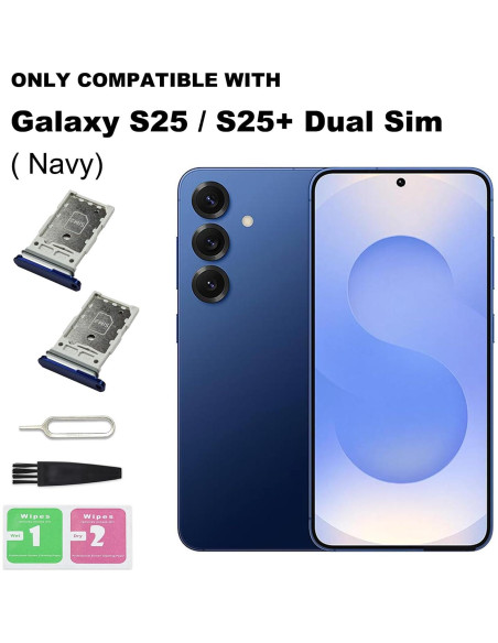 Bandeja Doble SIM para Galaxy S25/S25 Plus - 2 Pcs Azul Marino