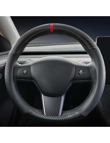 Cubierta de Volante de Cuero Carodi para Tesla Model 3/Y Cubierta de Volante de Cuero Carodi para Tesla Model 3/Y