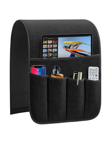 Organizador de Reposabrazos QingLemon 33cm Negro 5 Bolsillos