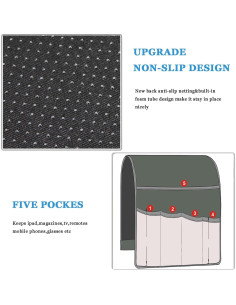 Organizador de Reposabrazos QingLemon 33cm Negro 5 Bolsillos 2