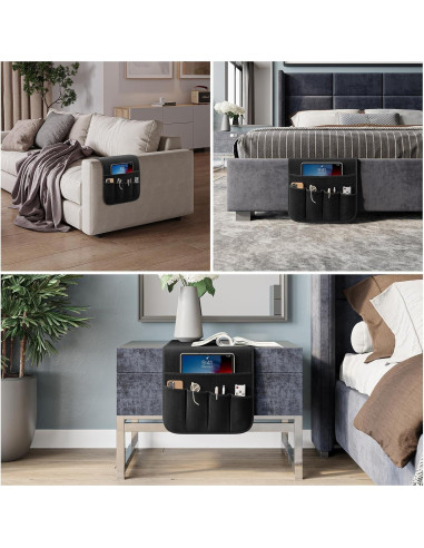 Organizador de Reposabrazos QingLemon 33cm Negro 5 Bolsillos