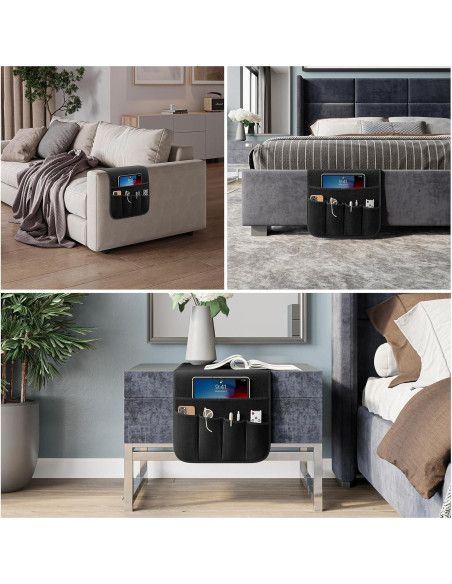 Organizador de Reposabrazos QingLemon 33cm Negro 5 Bolsillos