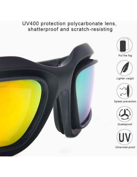 Gafas de Montar KEMIMOTO con 4 Lentes UV400 para Motocicleta
