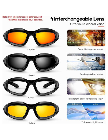 Gafas de Montar KEMIMOTO con 4 Lentes UV400 para Motocicleta