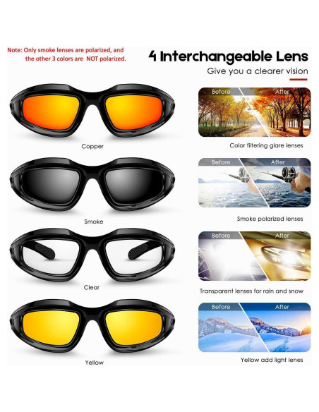 Gafas de Montar KEMIMOTO con 4 Lentes UV400 para Motocicleta