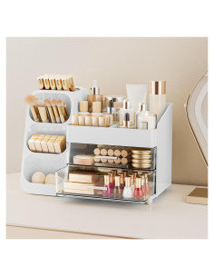 Organizador de Maquillaje Delamu Blanco con Cajones y Soportes