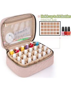 Bolsa de Transporte para Esmalte de Uñas YARWO Rosa 24 Botellas 2