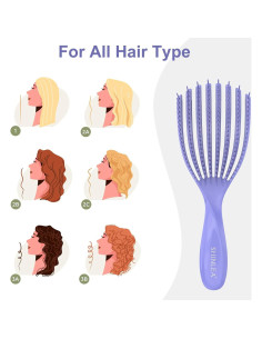 Cepillo Desenredante Shinlea para Cabello Rizado 8x8 cm Púrpura 2