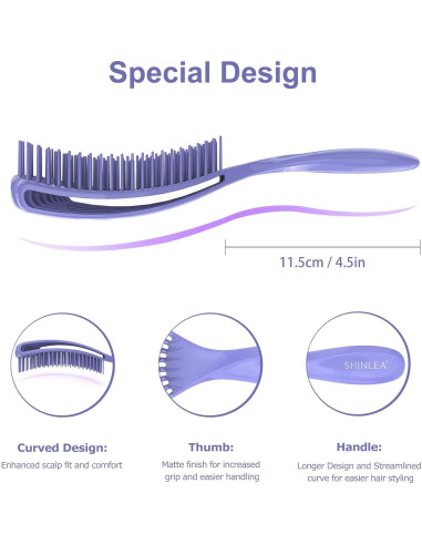 Cepillo Desenredante Shinlea para Cabello Rizado 8x8 cm Púrpura